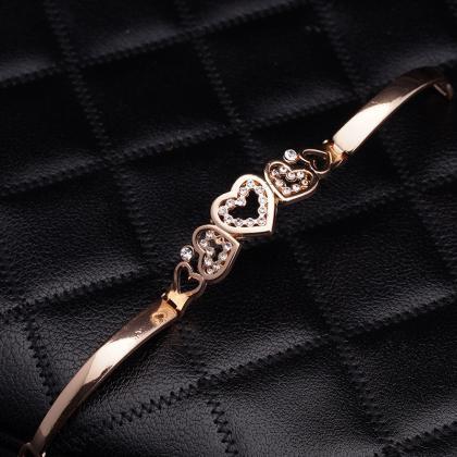 Jewelry Cute Rose Gold Five Hollow Heart Carve..