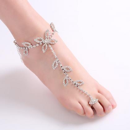 Top Fashion Leaves Beach Connecting Finger Anklet