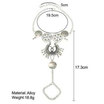 Retro Slivery Fashion Hollow Carved Tassles Ankle