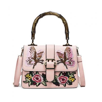 Fauna And Floral Embellished Crossbody Handbag..