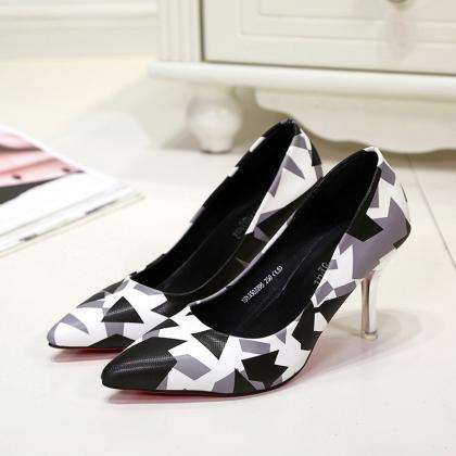 High Heel Pointed Patchwork Color Sexy Women..