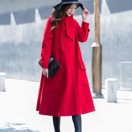 Loose Fitting Wool Coat Winter Women Plus Size..