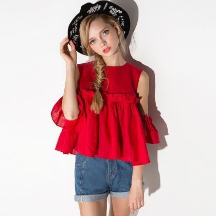 Sweet Strapless Loose Top With Back Zipper T-shirt..