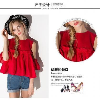 Sweet Strapless Loose Top With Back Zipper T-shirt..