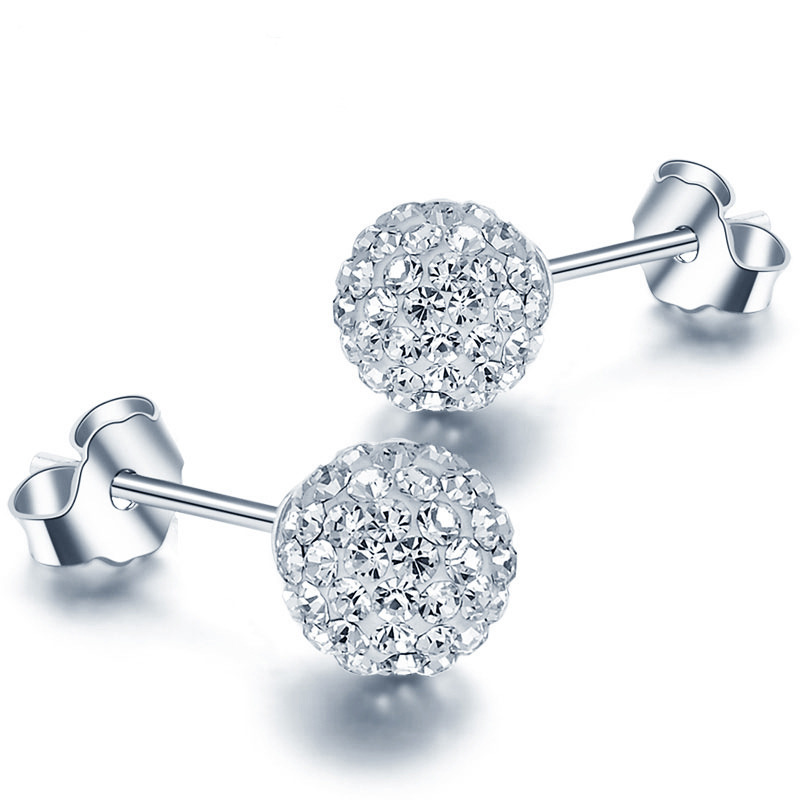 Europe And The Swiss Super Flash Diamond Earrings With High-grade Female Shambhala Ball Diamond Earrings