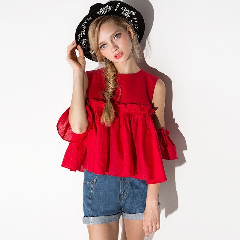 Sweet Strapless Loose Top With Back Zipper T-shirt Top